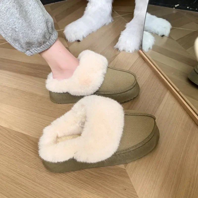 Platform Suede Fur Slippers LUXLIFE BRANDS