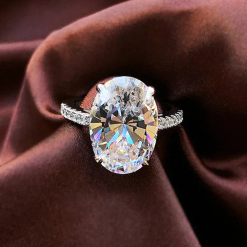 Luxury Oval 5ct Topaz Finger Ring 925 Sterling Silver Party Wedding Band Rings for Women Men Promise Engagement Jewelry Gift Luxlife Brands
