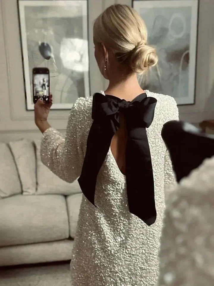 Diorra Flare Sleeve Backless Mini Dress LUXLIFE BRANDS