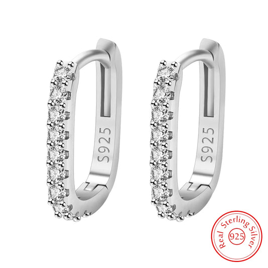 925 Sterling Silver Crystal Jewelry Fashion Zircon Circle Hoop Earrings For Woman New XY0179