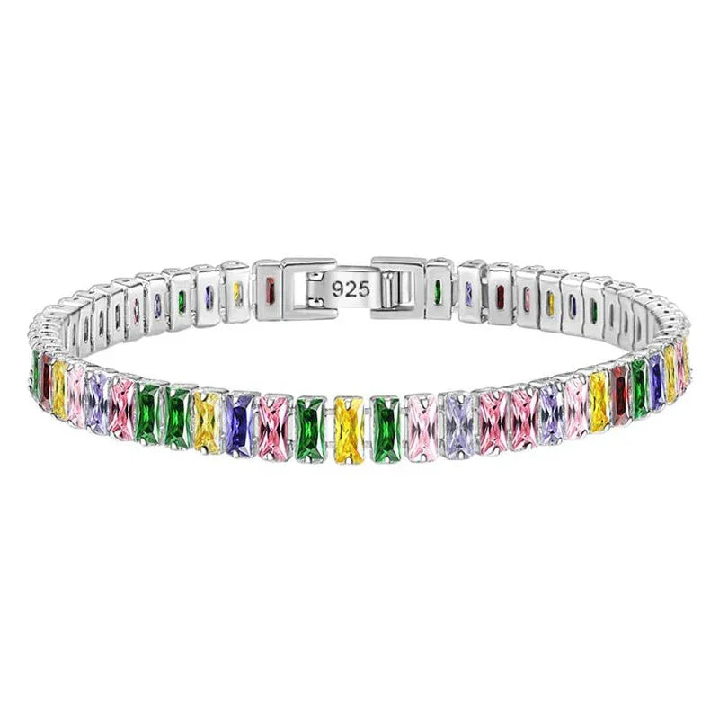 Double Row Moissanite Tennis Bracelet 3mm White Gold Plated Sterling Silver Lab Diamond with GRA Bracelet For Women Men Luxlife Brands