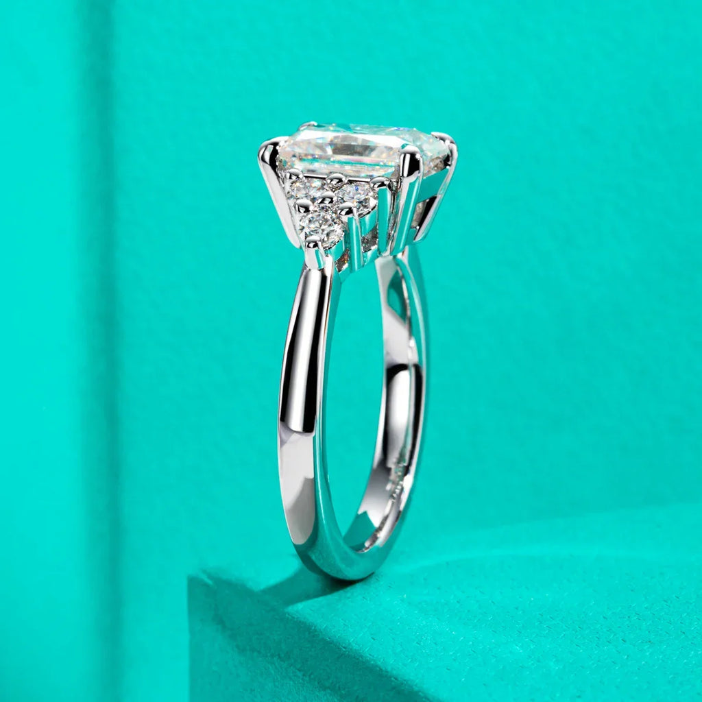AnuJewel 3ct Radiant Cut D Color Moissanite Engagement Ring 18K Gold Plated Luxurious Wedding Ring Women Jewelry Wholesale