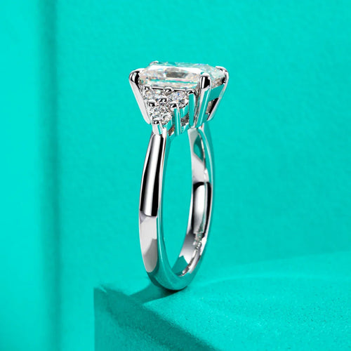 AnuJewel 3ct Radiant Cut D Color Moissanite Engagement Ring 18K Gold Plated Luxurious Wedding Ring Women Jewelry Wholesale