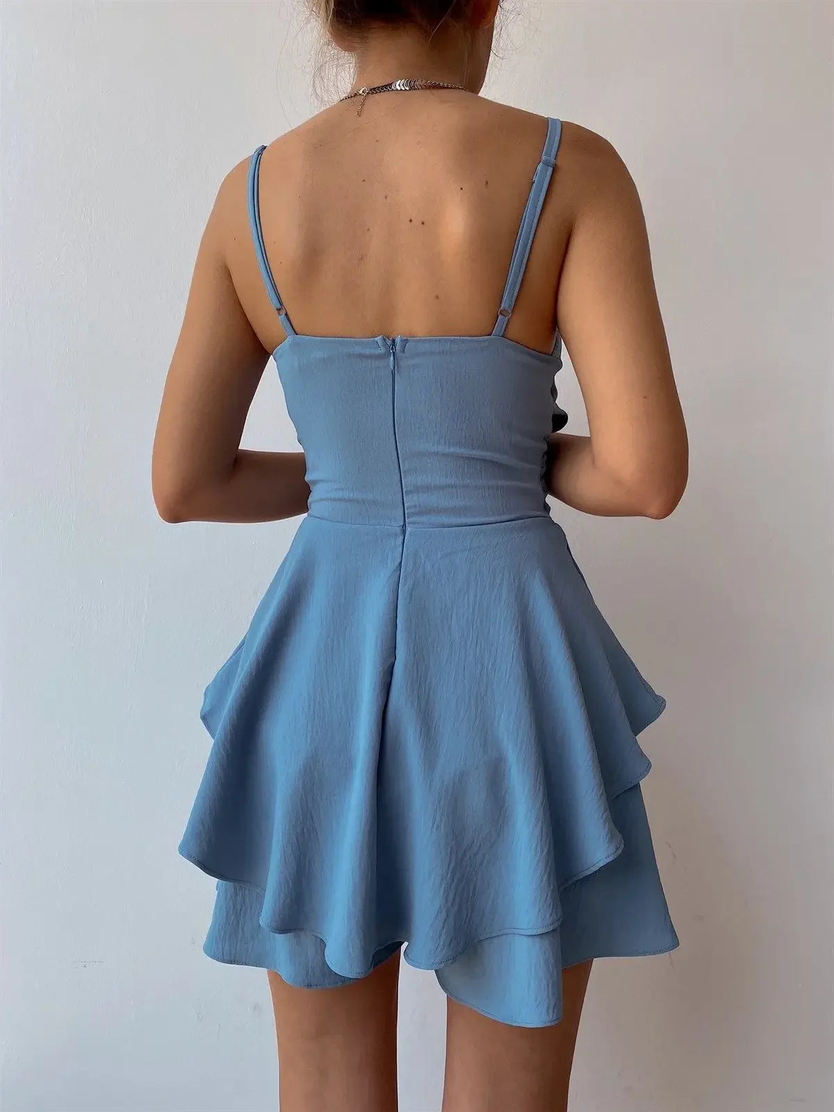 Slim Ruffle Romper Dress