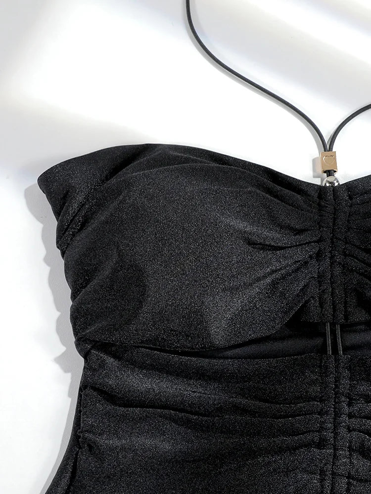 Miyouj Solid Color Swimwear Women's Swimsuit Bandage One Piece Suit High Waist Beachwear High Cut Bathsuit Hollow Out Swimsuits