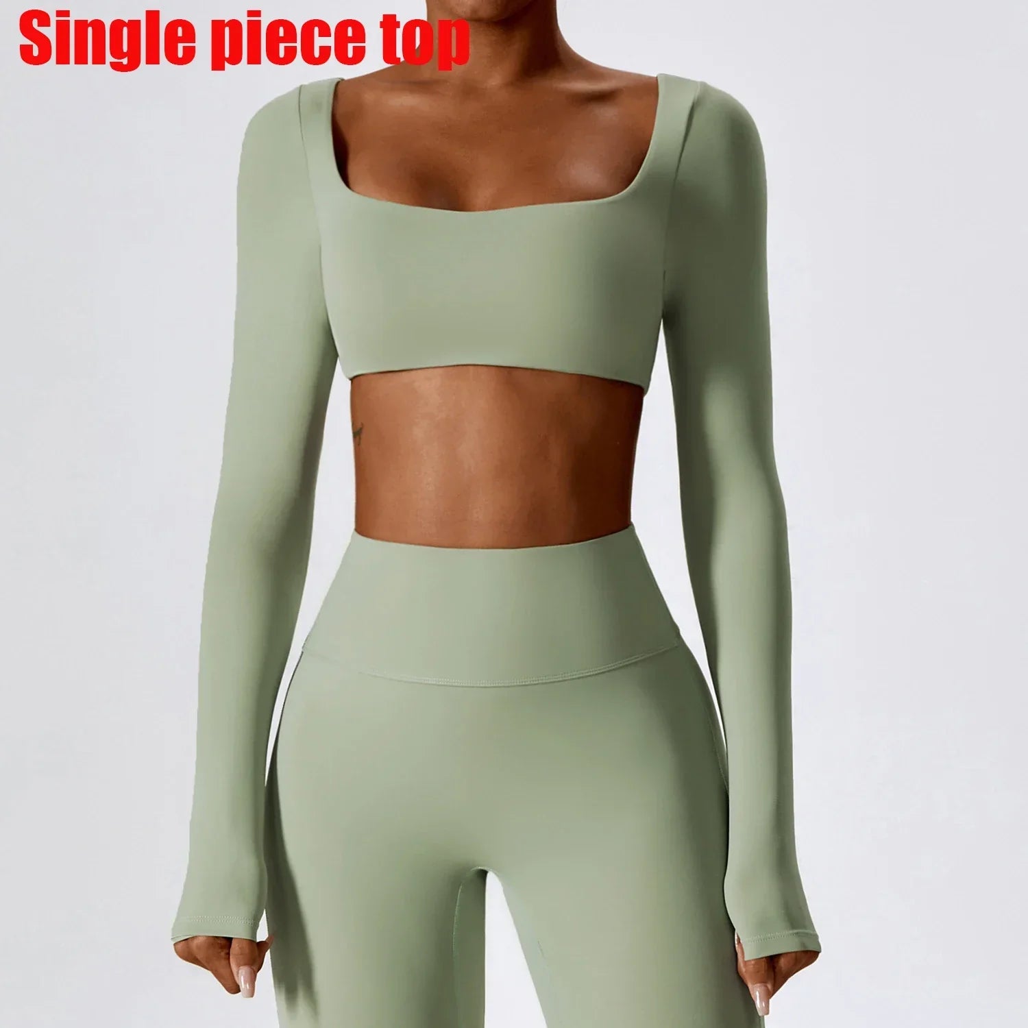 Yoga Shirts Fitness Long Sleeve Women Sport Crop Top Women Square Neck Gym Top Yoga T-Shirt Clothing Casual Quick Dry Sportswear
