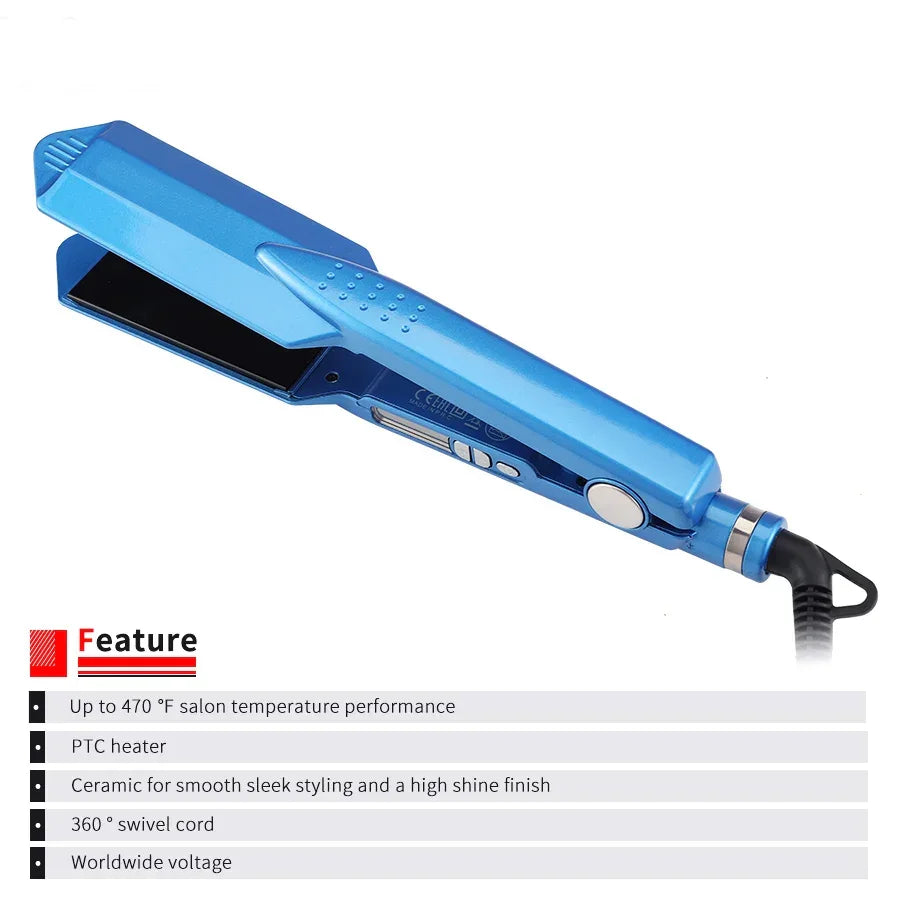 Professional Titanium Flat Iron 470°F Fast Heat up Dual Voltage Flat Iron