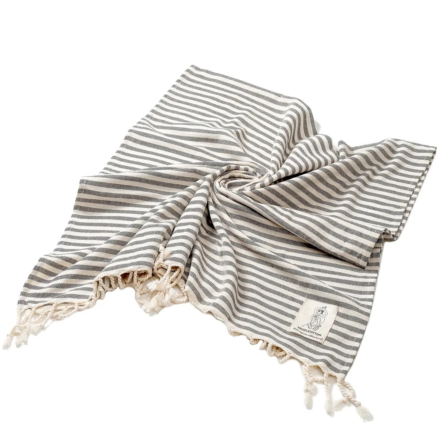 YEUZLICOTTON Hot Sale luxury Striped Tassel 100% cotton sauna spa bath towel For Home 100*180CM Travel Turkish Large beach towel
