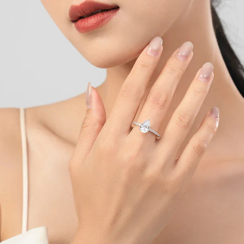 LUX Water Droplet 5A Cubic Zirconia 925 SS Ring