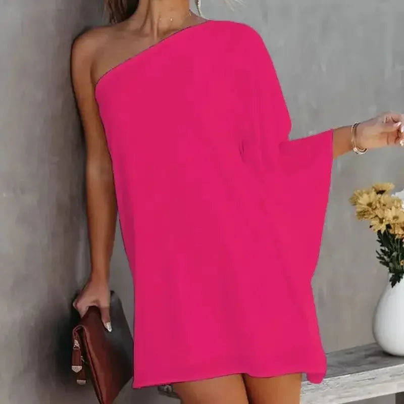 One-Shoulder Long Sleeve Halter Loose Cover-Up