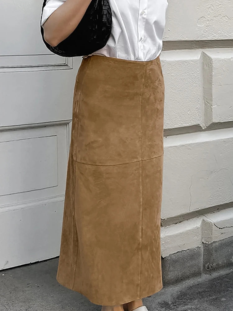 Autumn Maxi Suede Skirt