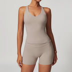 Hearuisavy 2-Piece Yoga Sets Sports Suit Women Fitness Tracksuit Running Workout Shirt Yoga Clothing Quick-Drying Gym Set Women Luxlife Brands