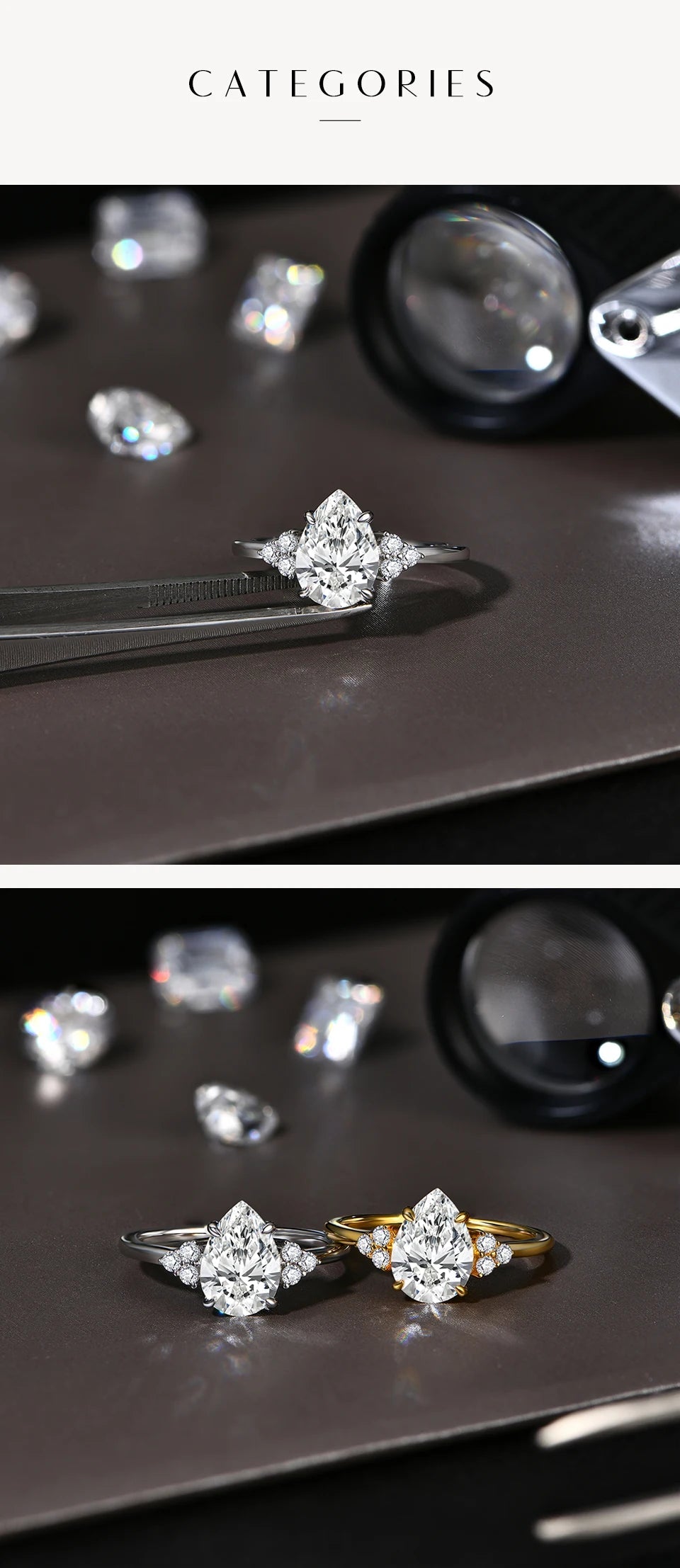 ATTAGEMS New Solid S925 Sliver 2.0ct Moissanite Rings for Women D VVS1 Pear Shape Diamond Engagement Wedding Fine Jewelry Gift Luxlife Brands
