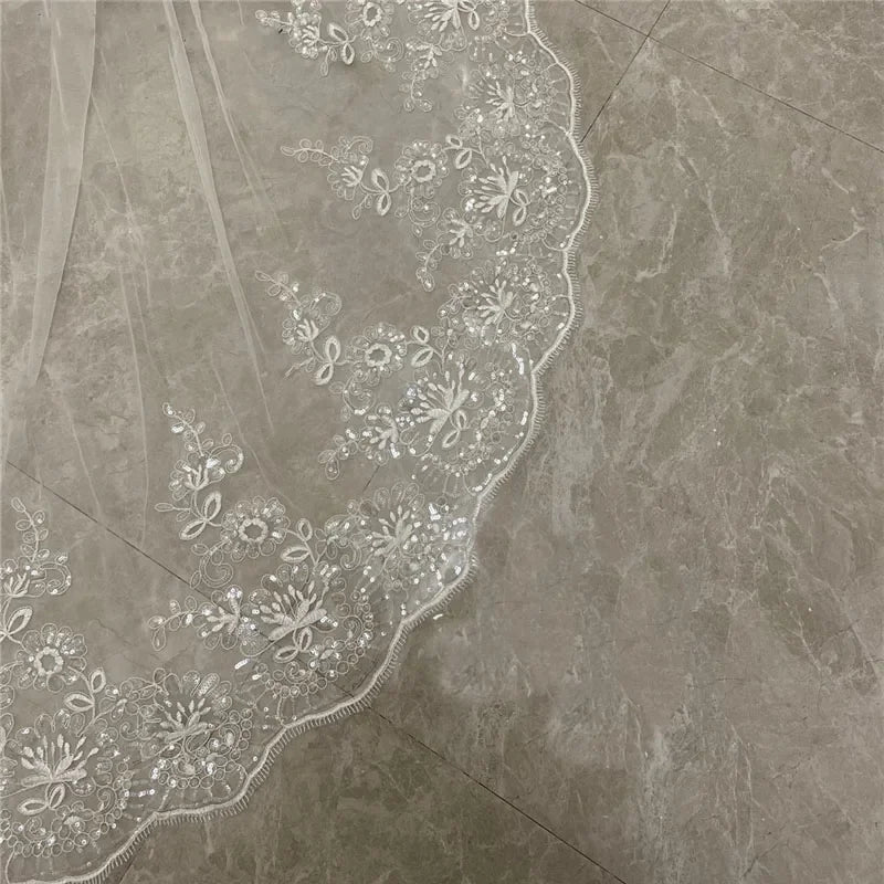 Luxury Cathedral Length Bridal Veils One Layer White or Ivory 3m  3. 5 Meters 4m 5m Long Wedding  Veil for Bride with Metal Comb LUXLIFE BRANDS