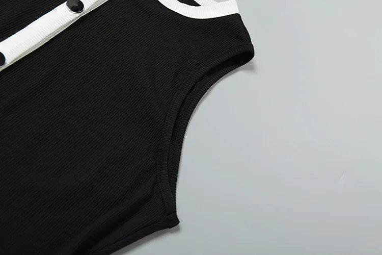 Cutenew Classic Women 2 Piece Set Trend Panelled Single Breasted Sleeveless Tanks+Elastic Waist Shorts Female Matching Outfits