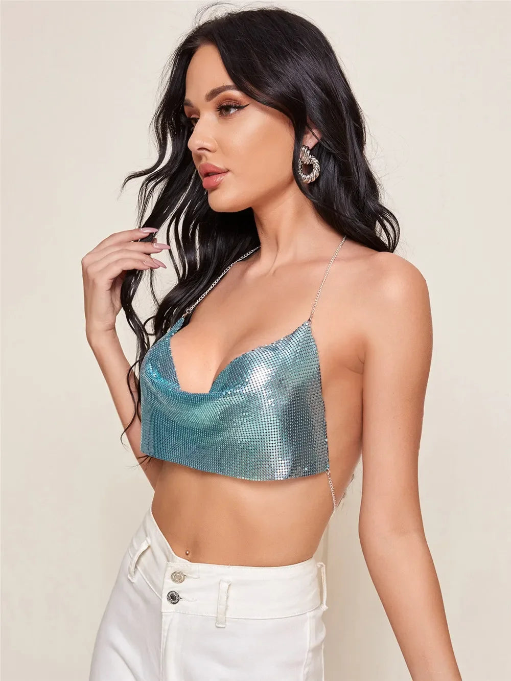 Women’s Metal Textured Bralette Camisole LUXLIFE BRANDS