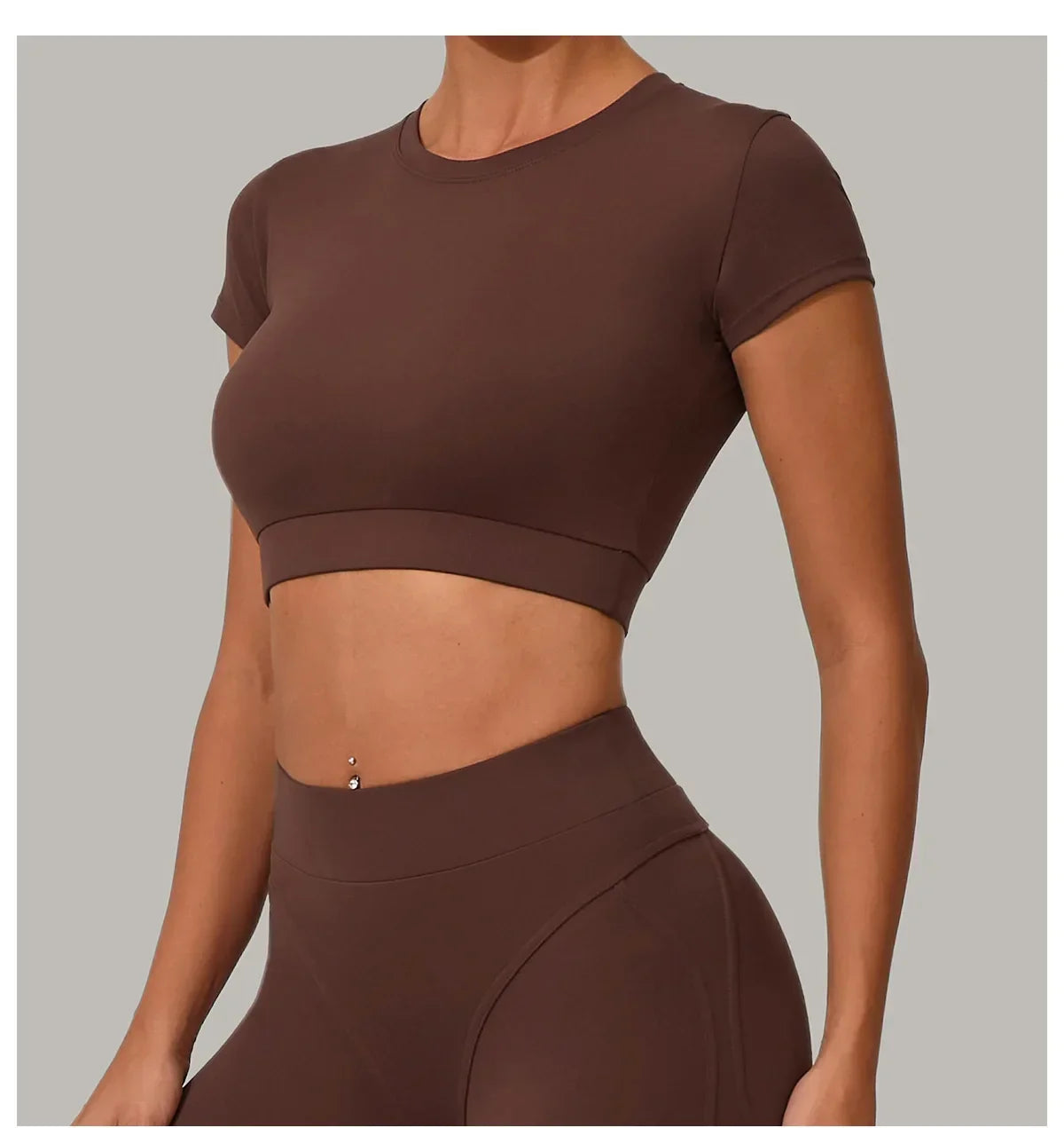 Yoga T-shirt Women's Short Sleeved Sports T-shirt Quick Drying Workout Short Sleeved Pilates Running Tights Exercise Fitness Top