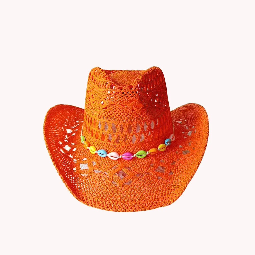 Melesh Western Women's Mint Green Cowboy Hat Straw Cowboy Hat Plasticity Strong Wide Brim Sunshine Beach Western Cowboy Hat