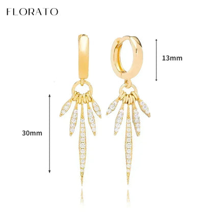 Luxury white crystal zircon earrings 925 sterling silver ear needles Hoop gold earrings For women Fashion Luxury Wedding Jewelry