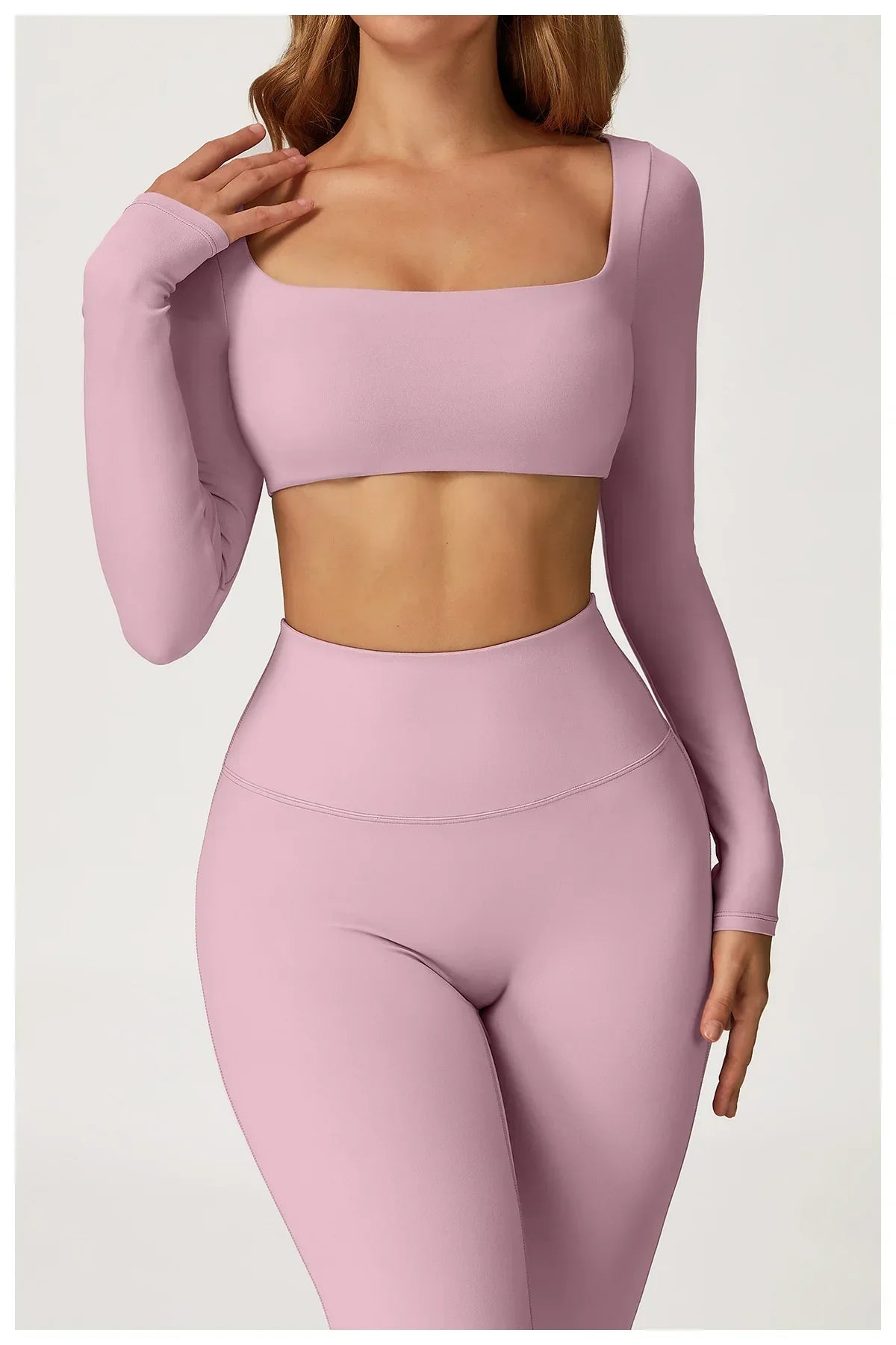 Yoga Shirts Fitness Long Sleeve Women Sport Crop Top Women Square Neck Gym Top Yoga T-Shirt Clothing Casual Quick Dry Sportswear