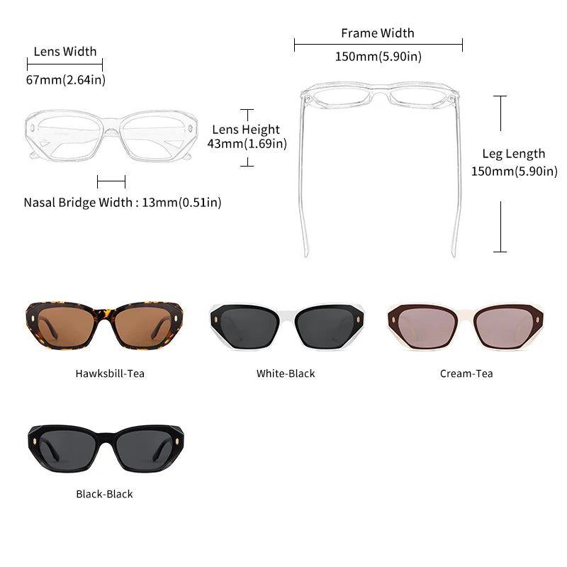 GCV Brand Acetate Cat Eye Polarized Sunglasses Women Fashion Outdoors  Eyewear Uv400 Ultraviolet-Proof Quality Of Luxury Goods LUXLIFE BRANDS