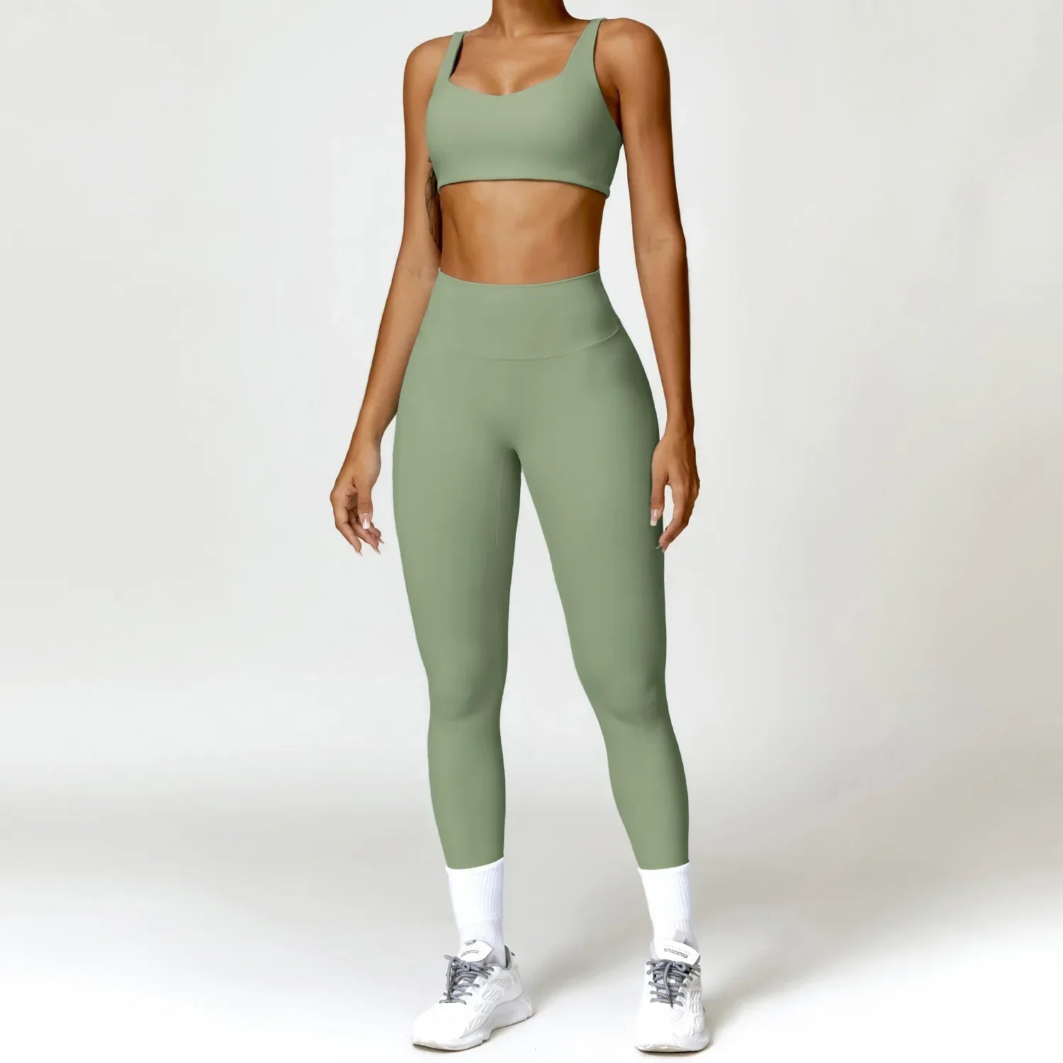 2PCS Yoga Set Women Gym Long Sleeve Sports Suits Fitness Bra Crop Top Workout Clothes Female Athletic Wear Legging Sportswear Luxlife Brands