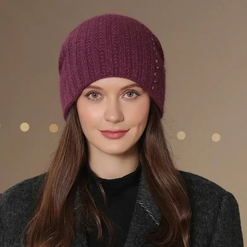 New Women Winter Hat Fashion Decorate Beanie Hat Warm Winter Cap For Female Casual Streetwear Knitted Hat