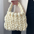 Beach Crochet Handbag Summer Straw Rope Knitting Top-Handle Bag for Women's Icelandic Wool Handmade Clutch Bag Lightweight Totes