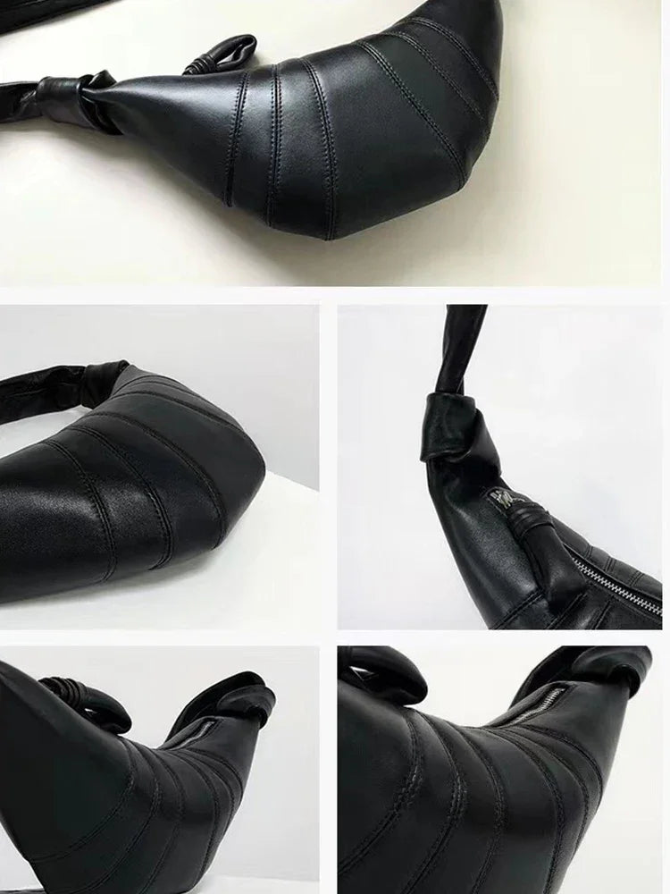 Leather Croissant Bag for Women LUXLIFE BRANDS