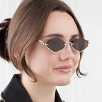 Fashion Small Polygonal Sunglasses Women Brand Metal Half Frame Glasses Ladies Hipster Sexy Cat Eye Shades Vintage Luxlife Brands