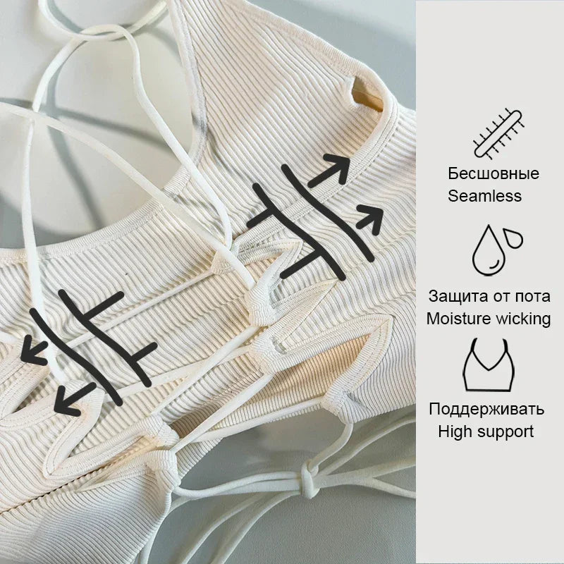 Yoga Sports Bras for Women Open Back Design Padded Crop Top Fitness Push Up Workout Running Gym Tops LUXLIFE BRANDS