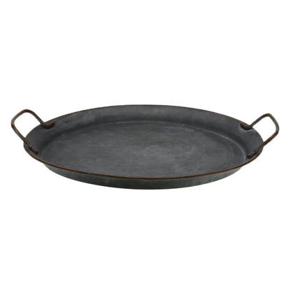 Metal Iron Tray round Jewelry Organiser Candle Plate Tray Home Decoration Garden Restaurant Serving Tray with Handles