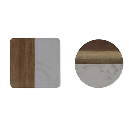 Handcrafted Marble & Handcrafted Acacia Wood Coaster 1pc