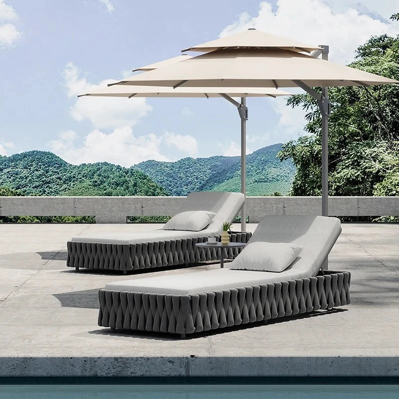 Resort Outdoor Sun Loungers Set Hotel Garden Poolside Sun Loungers Villa Swimming Pool Lounge Chairs Resort Beach Sun Loungers