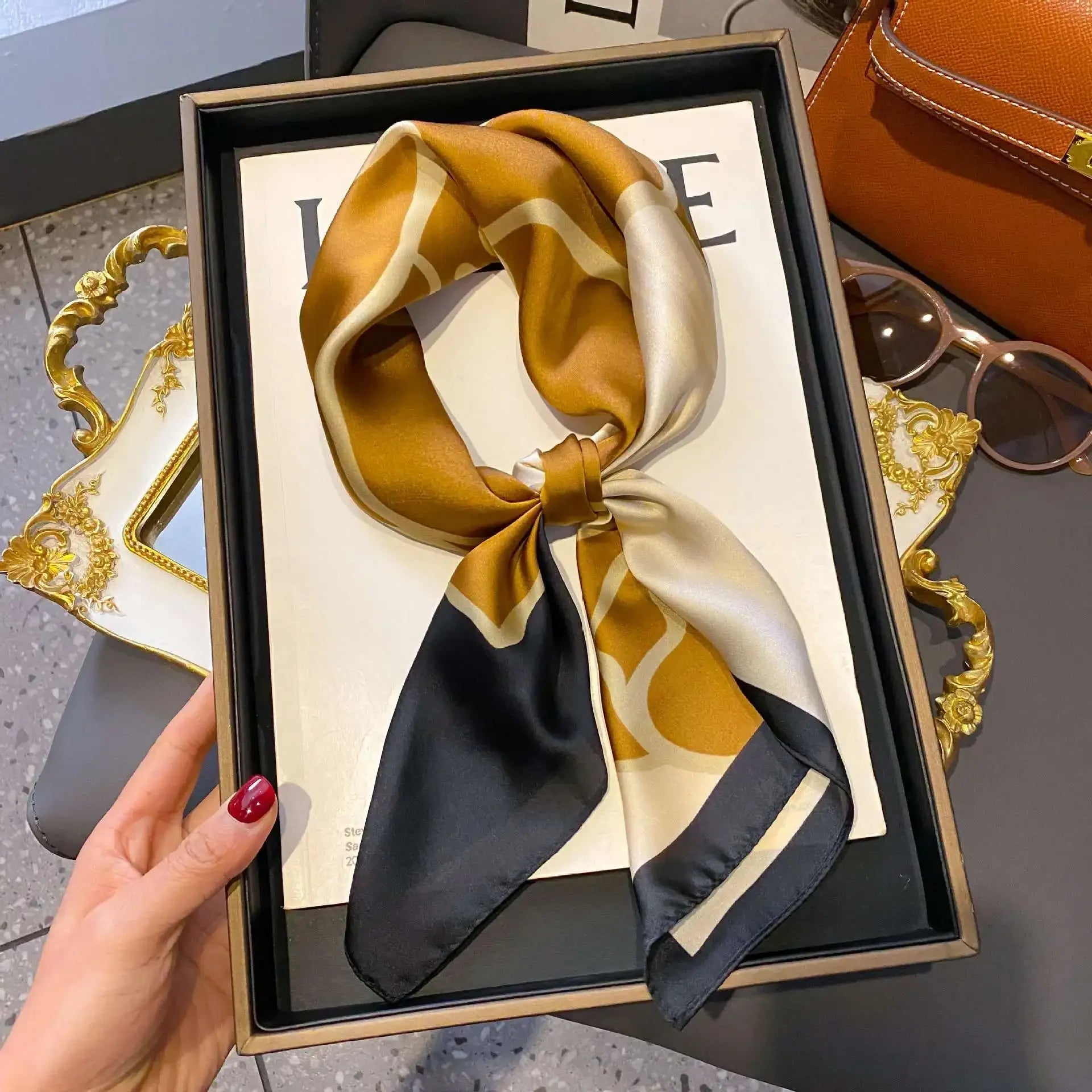 Fashion Luxury Brand 70cm Silk Square Scarf Women Satin Neck Tie Female Hair Bandana Headkerchief Shawl Wrap Hijab Echarpe Luxlife Brands