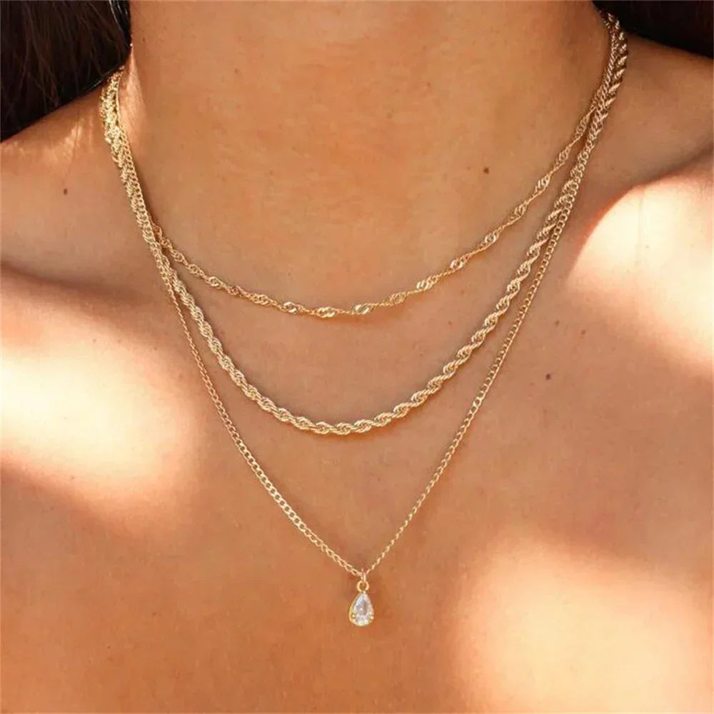 Vintage Silver-plate Geometric Exaggerated Artificial Pearl Chain Necklace For Women Female Fashion Boho Y2K Girl Jewelry Gift