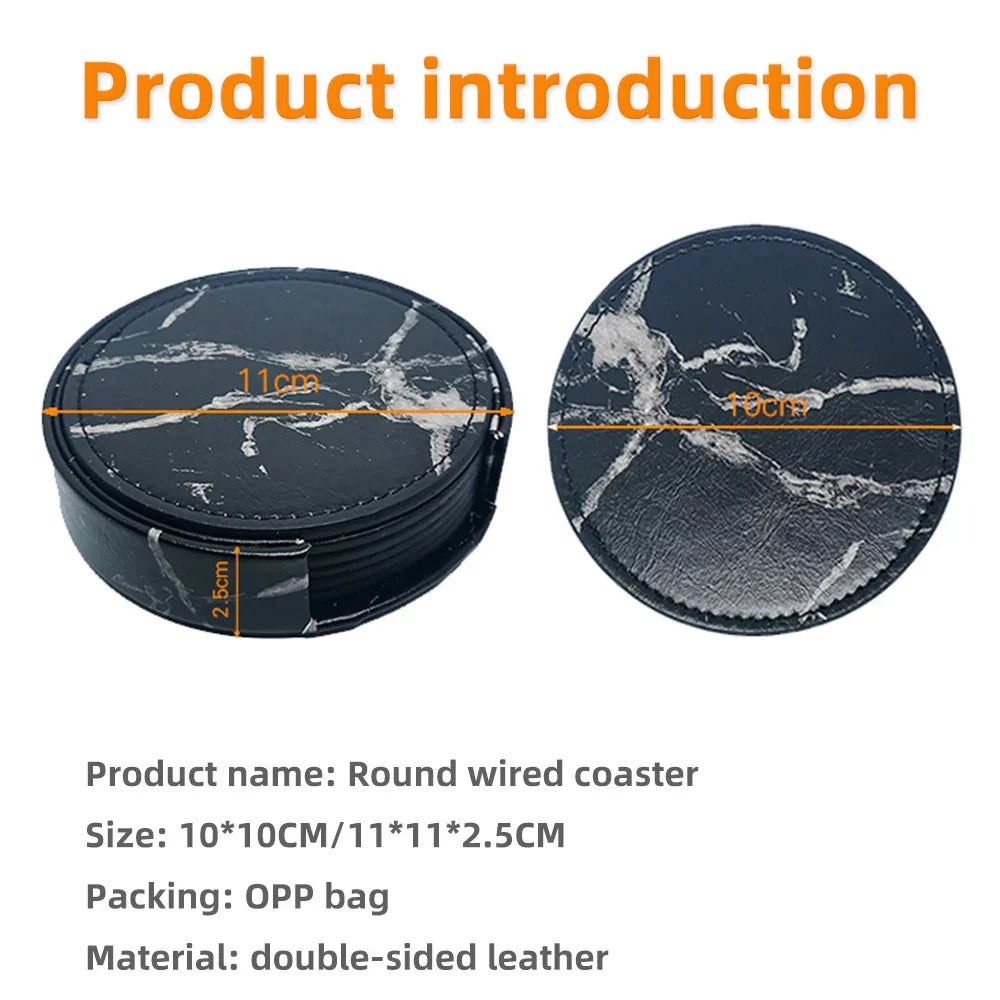 Eco Drink Coasters Set of 6 Leather Non Slip Heat-resistant 6PCS Luxlife Brands