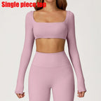 Yoga Shirts Fitness Long Sleeve Women Sport Crop Top Women Square Neck Gym Top Yoga T-Shirt Clothing Casual Quick Dry Sportswear Luxlife Brands