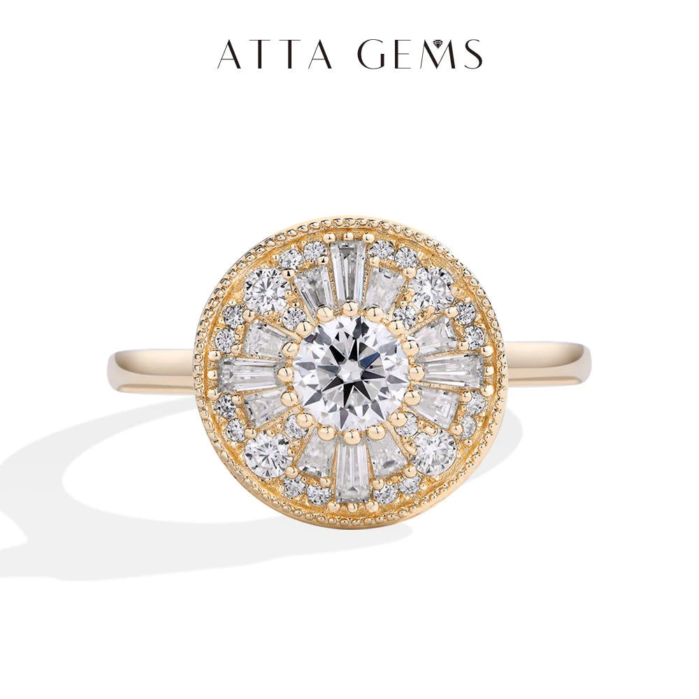 ATTAGEMS Round Cut 0.5CT Full Moissanite Ring DVVS1 Real 925 Sterling Silver for Women Engagement Fine Jewelry Shipping From USA Luxlife Brands