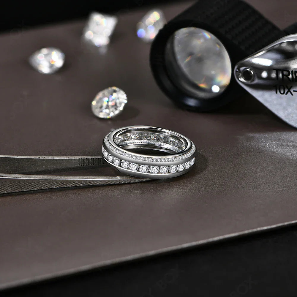 S925 Sterling Silver Moissanite Ring D VVS1 Lab Grown Diamond 1.68ctw