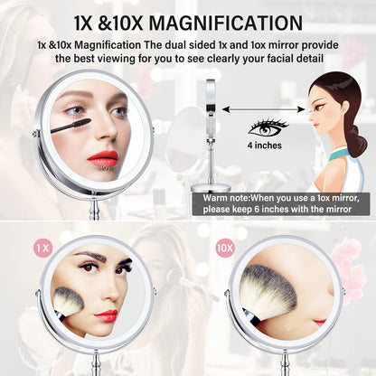 LED Makeup Mirror 10x Magnifying LUXLIFE BRANDS