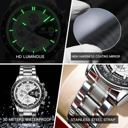 Chronograph Waterproof Stainless Steel Watch LUXLIFE BRANDS