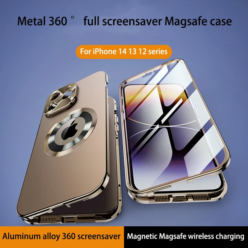 360 Metal Aluminium Alloy Case for iPhone 16 15 14 13 Pro Max Full Camera Lens Protective Original Color Phone Ultrathin Cover