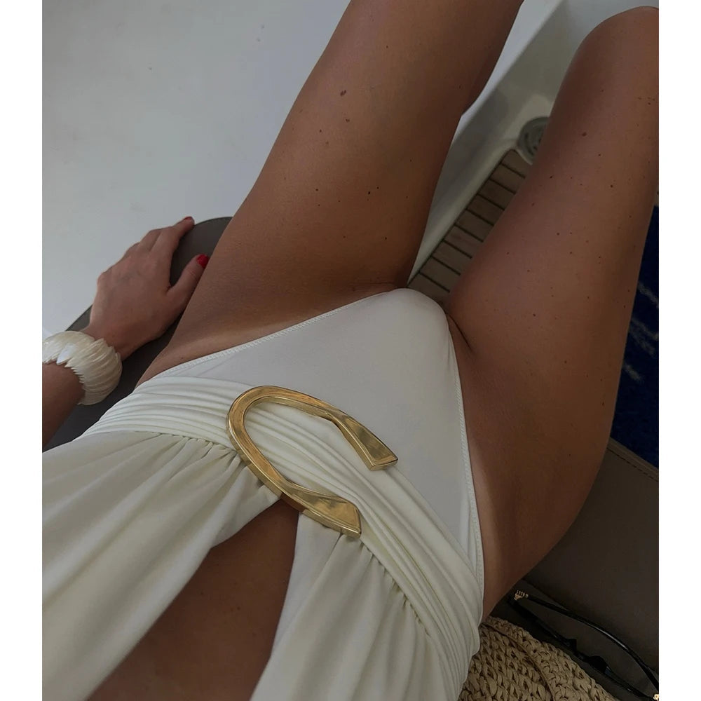 Two Pieces Micro Bikini 2025 Sexy Swimsuit Women Halter Swimwear Biquini Female Solid Bodysuit Bathing Suits Sarong Mini Skirt