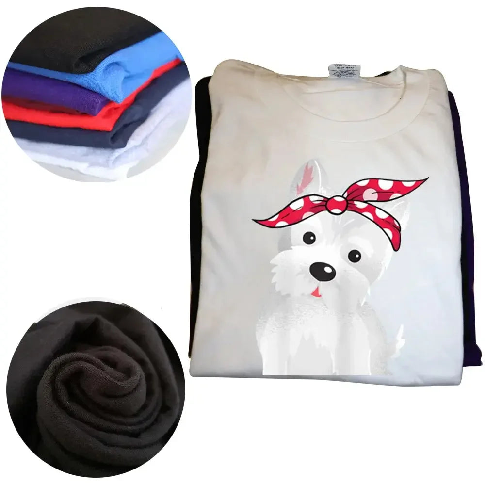 Westie Mom West Highland White Terrier Dog Lovers Gift T Shirts Graphic Cotton Streetwear Short Sleeve T-shirt Women Clothing - LUXLIFE BRANDS