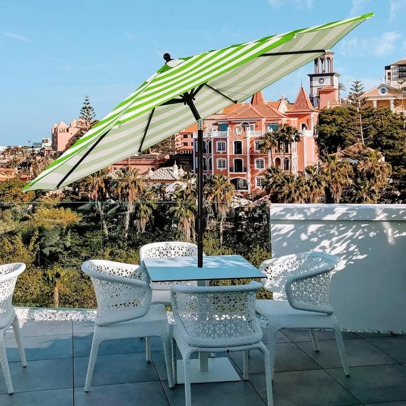 9' Patio Umbrella Outdoor Table Umbrella with 8 Sturdy Ribs (Black and White)