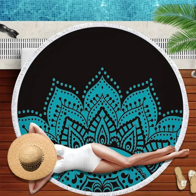 Gradient Mandala Round Beach Towel/Yoga Mat
