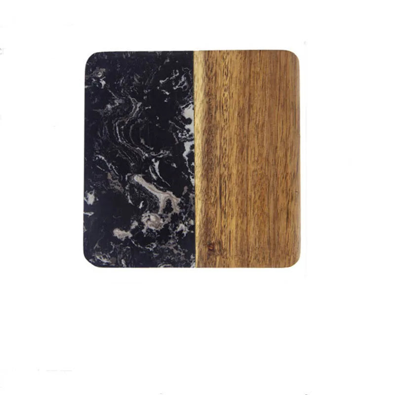 Handcrafted Marble & Handcrafted Acacia Wood Coaster 1pc