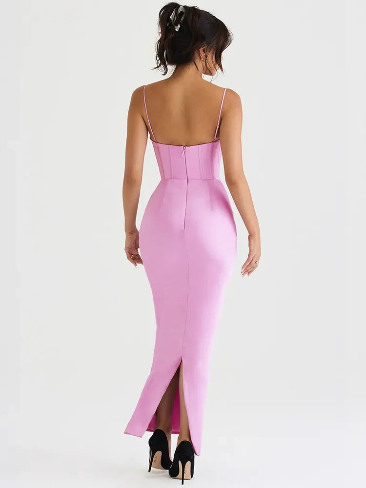 Satin Maxi Bodycon Dress LUXLIFE BRANDS