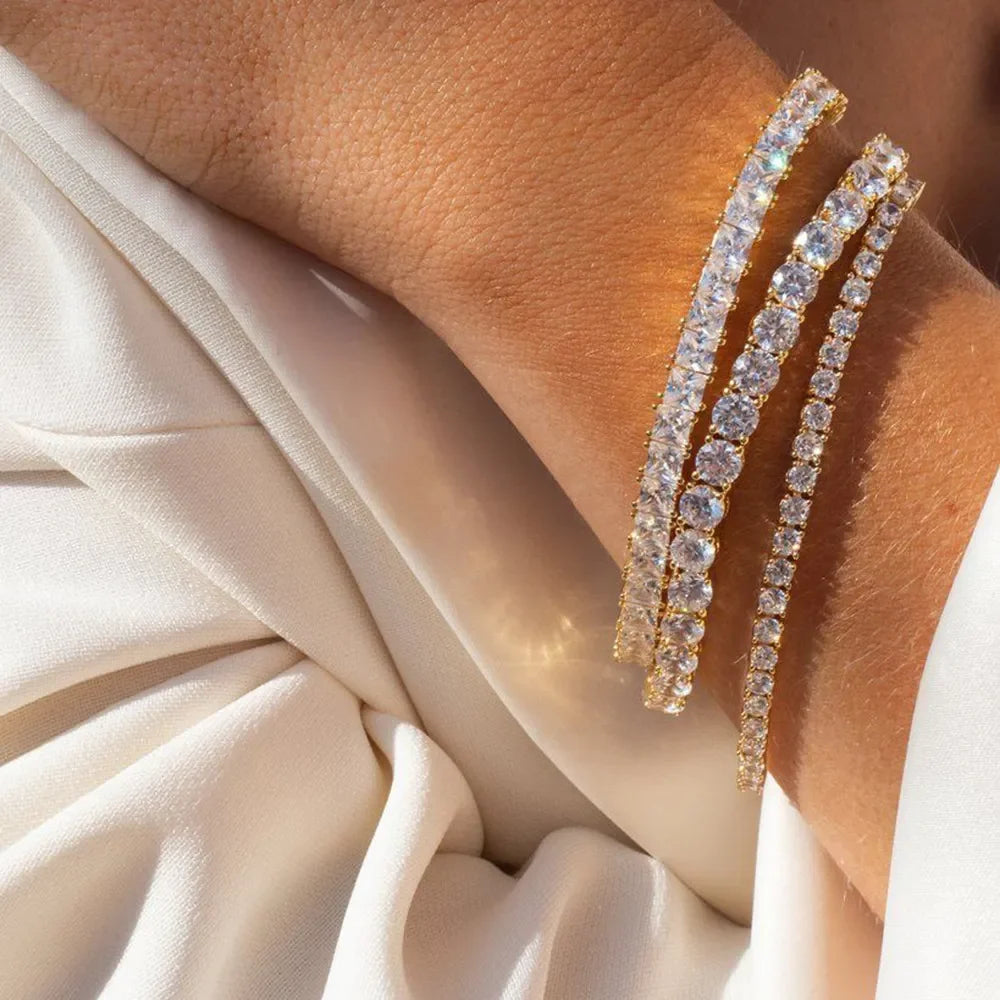 Tennis Chain Bracelets For Women Fashion Small Cubic Zircon Crystal Rose Gold Color Wedding Party Friends Gift Jewelry KC128M LUXLIFE BRANDS